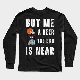 Funny Cleveland Browns Versus Detroit Lions Football Fans Long Sleeve T-Shirt